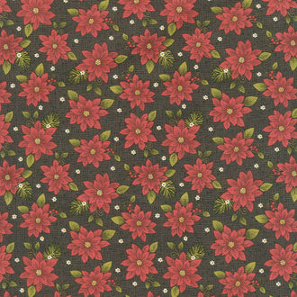 Winterberry - Winter Poinsettia Black Yardage