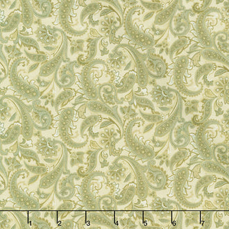 Winterberry - Winter Tonal Paisley Medium Green Yardage