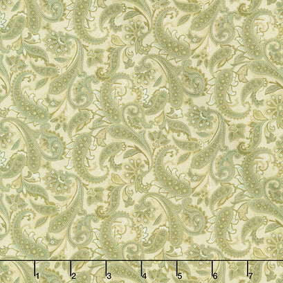Winterberry - Winter Tonal Paisley Medium Green Yardage