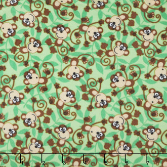 Winterfleece Prints Children - Monkeys Green Yardage