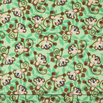 Winterfleece Prints Children - Monkeys Green Yardage