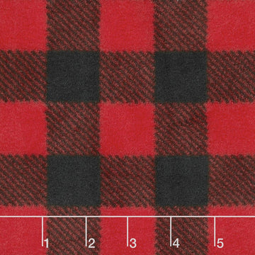 Winterfleece Prints Plaids and Checks - Buffalo Plaid B/Red Fleece Yardage