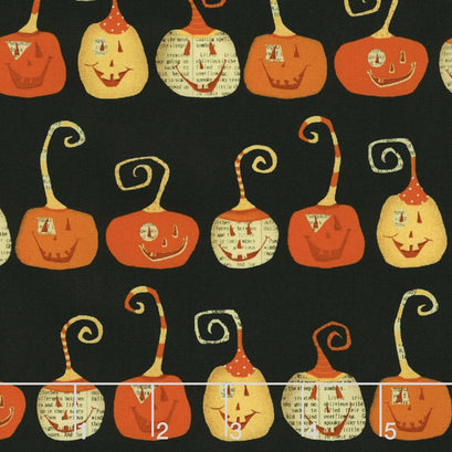 Witchy - Pumpkins Black Yardage