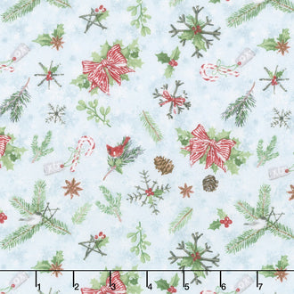 Woodland Friends - Pinecones and Branches Teal Yardage