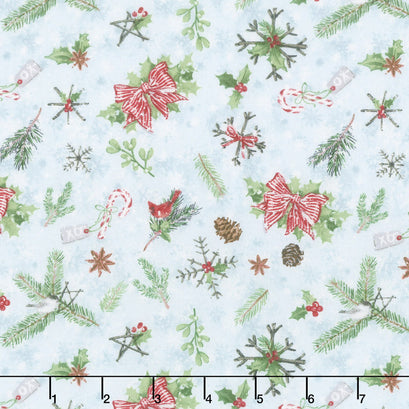 Woodland Friends - Pinecones and Branches Teal Yardage