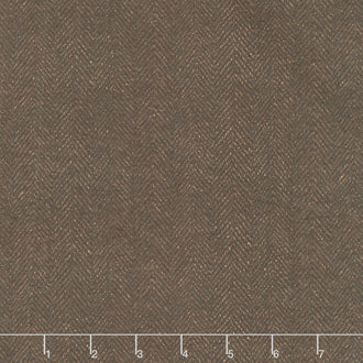 Woolies Flannel - Deep Brown Herringbone Yardage