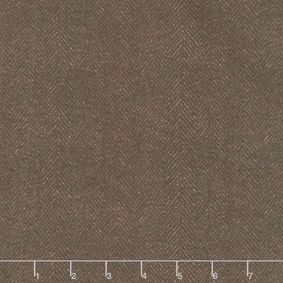 Woolies Flannel - Deep Brown Herringbone Yardage