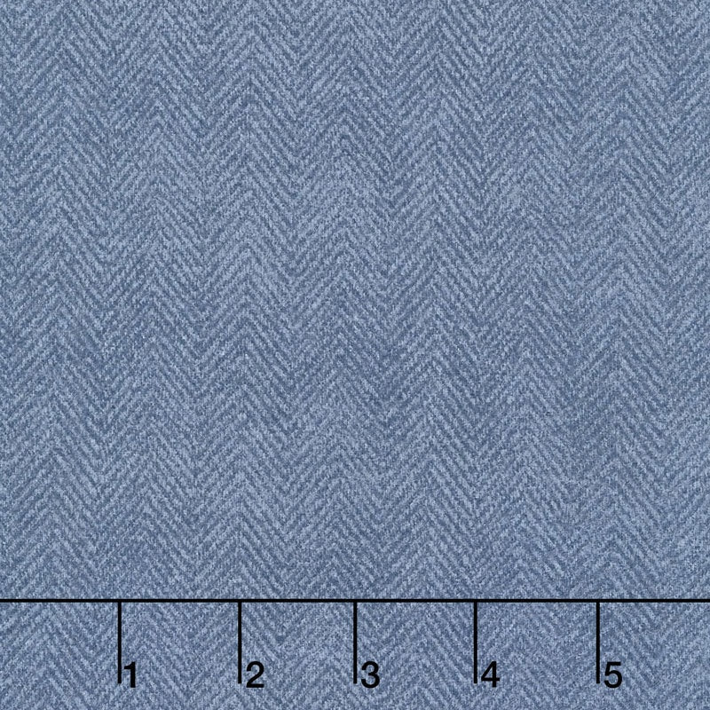 Woolies Flannel - Herringbone Dusty Blue Yardage