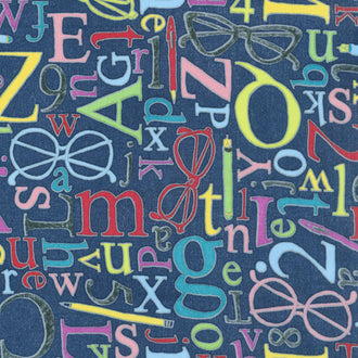 Wordplay - Quilt Back Word Play Navy 108" Quilt Backing