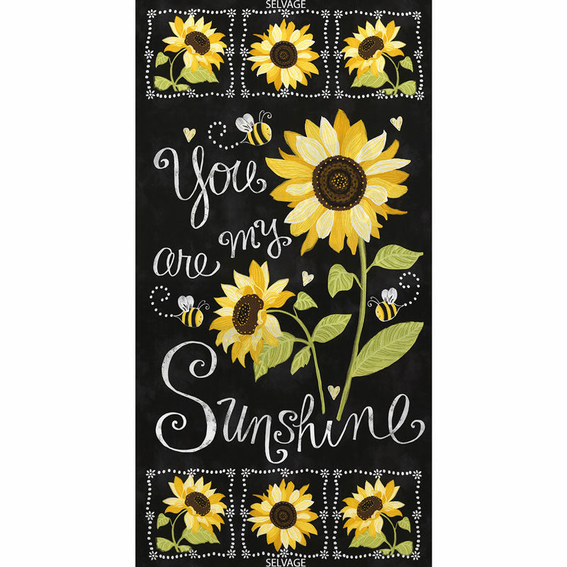 You Are My Sunshine - Sunflower Chalkboard Black Panel