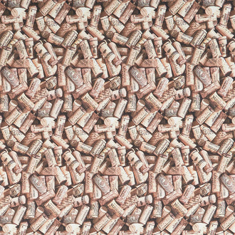 You Had Me at Wine - Wine Corks Beige Digitally Printed Yardage