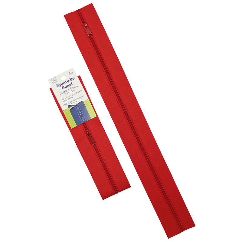 Zippity-Do Done! 18" Zipper + Casing All-In-One Zipper - Red